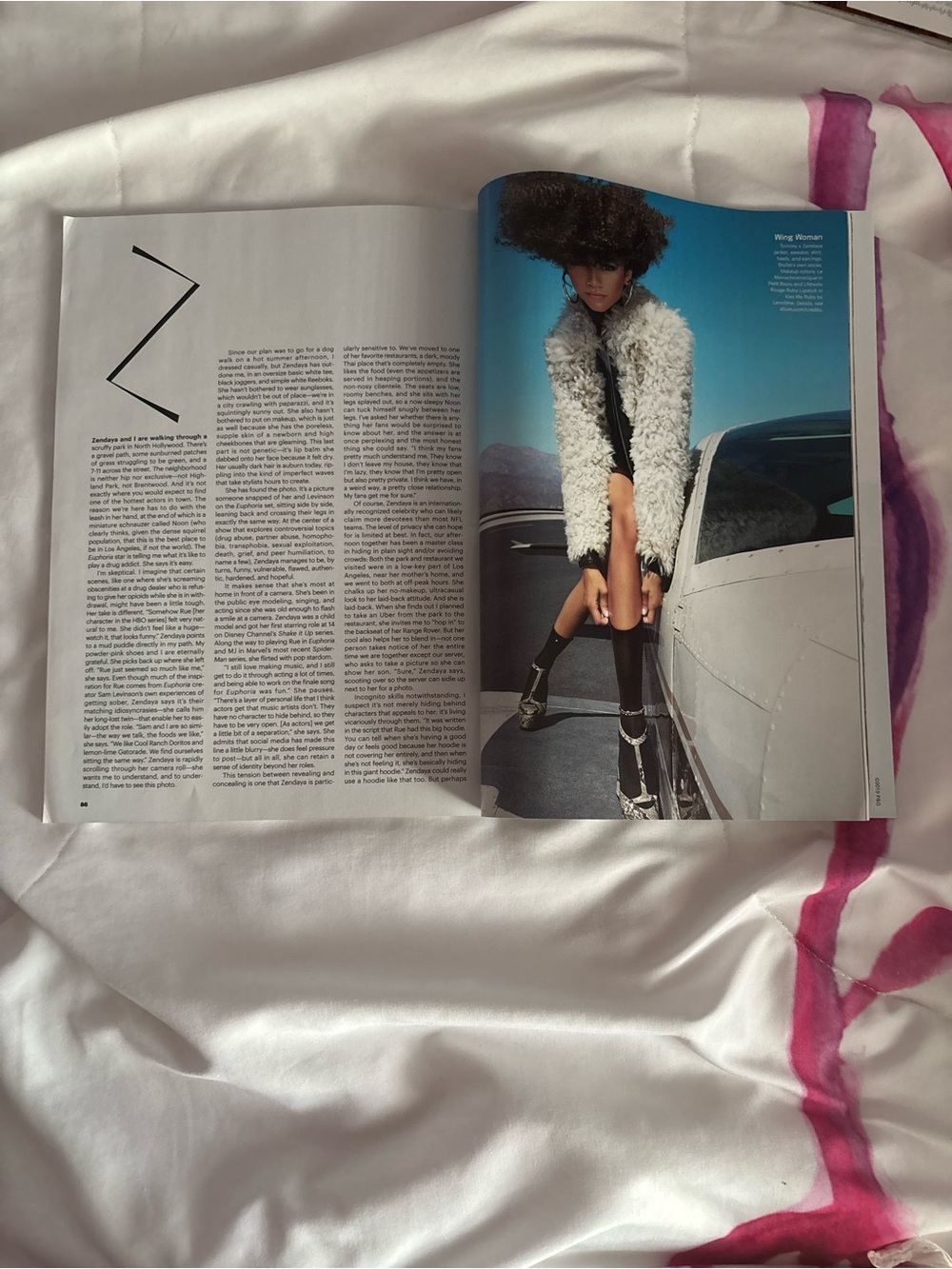 Zendaya for Allure Magazine - Blue & White Cover with Furry Coat - Picture 9 of 16